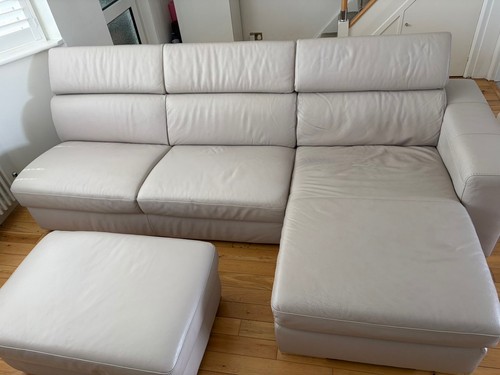 Dfs white leather corner - dfs, sofa