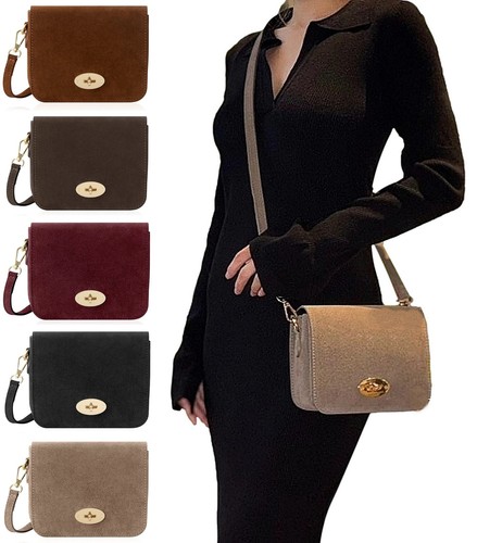 Suede crossbody bag turn - suede, lock
