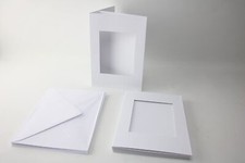 Craft Uk A5 Rectangular Aperture Cards and Env -Pack of 10- White Hammered/Plain