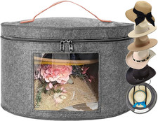 17''  Round Hat Storage Box for Women Men Travel Organizer Case w/ Dustproof Lid