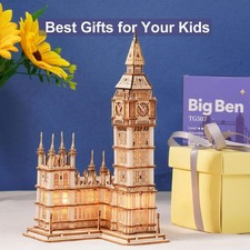 DIY 3D Wooden  Tower Bridge London Puzzle Famous Building Assembly Toy Gift
