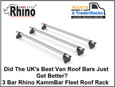 Citroen Berlingo Roof Bars 2018 to 2022 SWB - 3 x Rhino KammBar Fleet Roof Rack