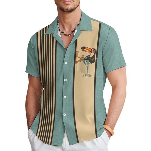Hawaiian button down bowling - down,