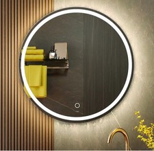 Round LED Bathroom Wall Mirror Demister Illuminated Light Up 600x600 Waterproof