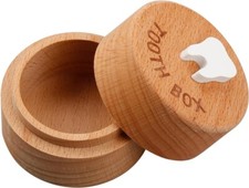 Wooden Tooth Fairy Box Baby Teeth Keepsake Holder for Kids Boys Girls