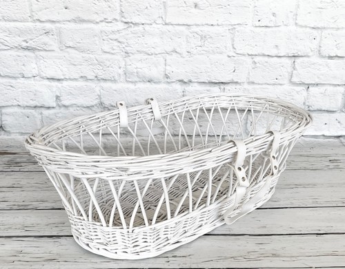 White wicker moses basket - white, with