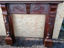 Absolutely Stunning Hand Carved Mahogany  Fireplace Surround