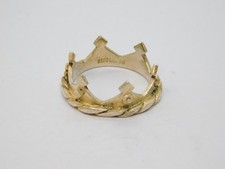 Sterling Silver Crown Design Patterned Studio Style Ring Vintage c1970 Size S