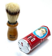 BY MIA Set of Small Wooden Handled Shaving Brush + Arko Shaving Cream 75g Soap