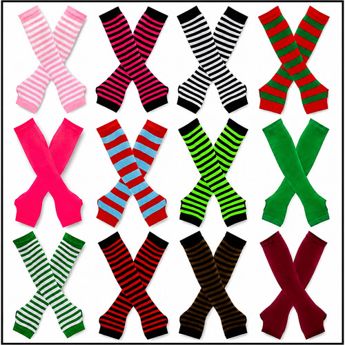 Striped knit long - knit, fingerless