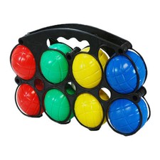 FRENCH BOULES PETANQUE SET 8 PLASTIC BALLS JACK WITH CARRY CASE GARDEN GAME