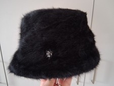 Philip Treacy Black Angora Fur Bucket Style Hat