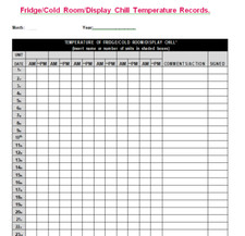 24 Month Fridge/Cold Room/Display Chill Temperature Records Only