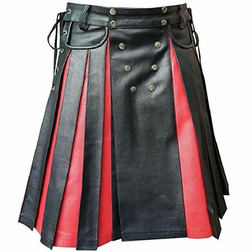 Mens kilt black - mens, red