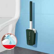 Wall Mounted Toilet Brush Set And Holder No Dead Corner Cleaning Kit WC Green