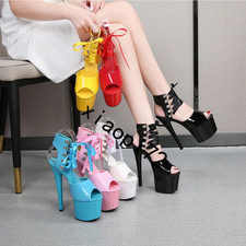 Women High Heels Stripper Ankle Shoes Pole Dance Shoes Club Sandals Pumps