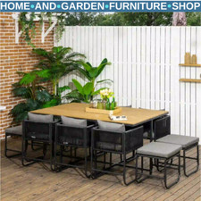 10 Seater Rattan Cube Garden Furniture Set with 6 Armchairs 4 Stools & Top Table