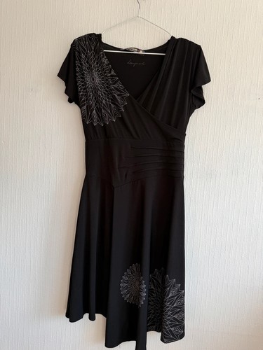 Desigual black asymmetric midi - black,