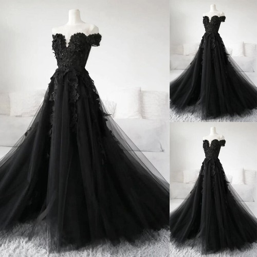 Black gothic wedding dresses - black,