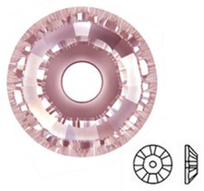 10 SWAROVSKI CRYSTAL GLASS SPACER BEADS 3128, LIGHT ROSE FOIL, 4 MM