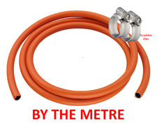 BY THE METRE Caravan Motorhome Orange 8mm Rubber Gas Hose with 2 Jubilee clips