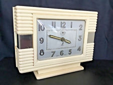 FRENCH ART DECO JAZ CLOCK LARGE BAKELITE CREAM MANTLE CLOCK
