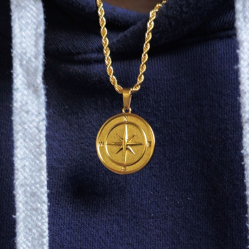 18k gold compass - gold,