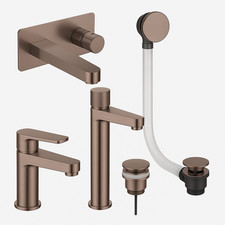 Brushed Bronze Bathroom Taps Bath Basin Wastes New 2025 Wall Tall Mini Freestand