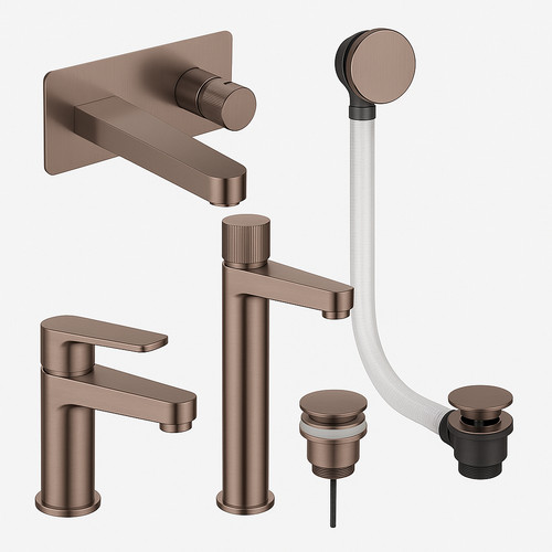 Brushed bronze bathroom taps - bathroom,