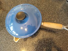 Le Creuset Saucepan Size 20 Blue Vintage  Spout Wooden Handle