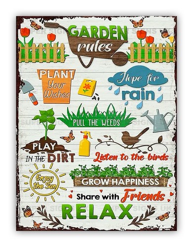 Garden rules metal sign - ",
