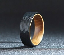 Men's Black Hammered Tungsten
