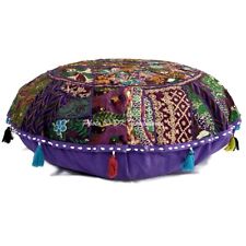 Round Purple Vintage Floor Pillows Patchwork Floor Cushion Bohemian Pouf