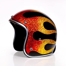 Alpha Speeds Super Flake Jet Helmet Biker Chopper Motorcycle Open Face Custom Helmet