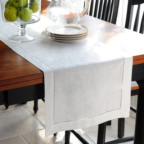 Elegant hemstitch linen table - hemstitch,