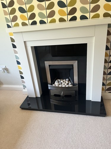 Modern white fireplace - white,