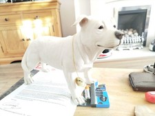 White Staffordshire Bull Terrier Dog Statue - White Staffie Ornament Staffy
