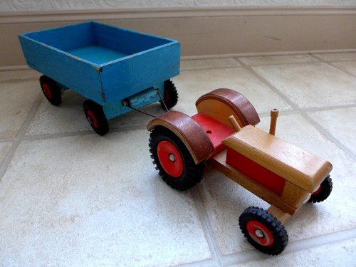 Vintage wooden tractor with - wooden,