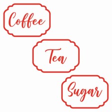 Tea Coffee Sugar Kitchen Jar Canister Labels Vinyl Stickers Various Colours