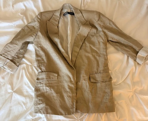 Zara tan linen blend - zara, blazer