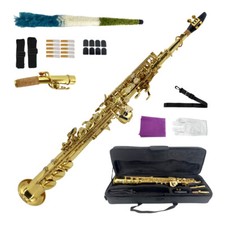 Straight Soprano Saxophone Bb B Flat Sax Brass Woodwind Instrument for Adults