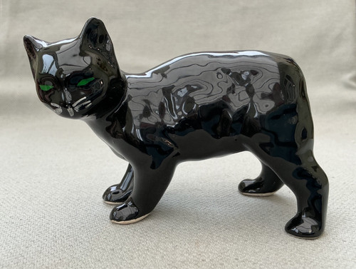 Ceramic black manx cat with - ceramic,