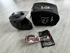 Men’s Fox V3RS Dot Racing Dirtbike Helmet, Bag & 100%  Googles L/XL 59-60cm