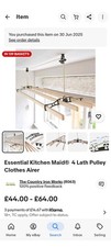 Traditional 4 Lath Pulley Clothes Hanging Airer Dryer with 1.5m laths