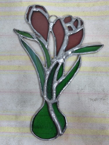 Vintage stained glass tulip - vintage,