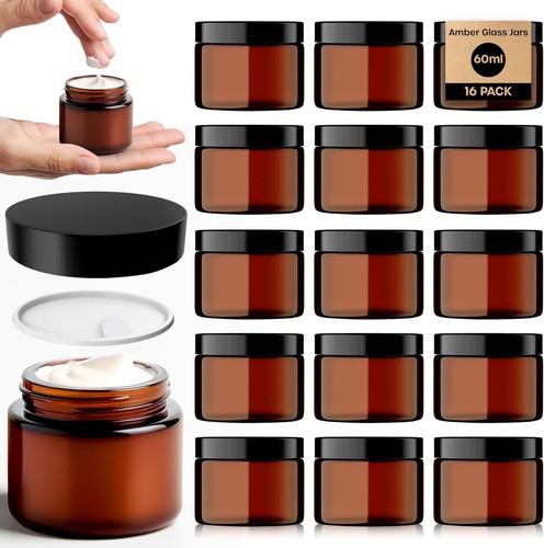 Amber glass cosmetic - amber, jars