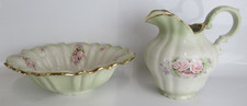 Flora And Fauna Staffordshire England Pottery Vintage Wash Bowl And Jug Set