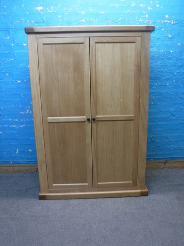 Solid oak wood wardrobe - wardrobe,