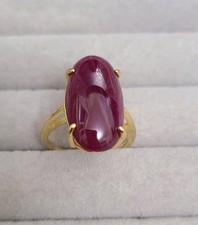 Genuine Ruby Cabochon On Silver Sterling 925 Ring Size M