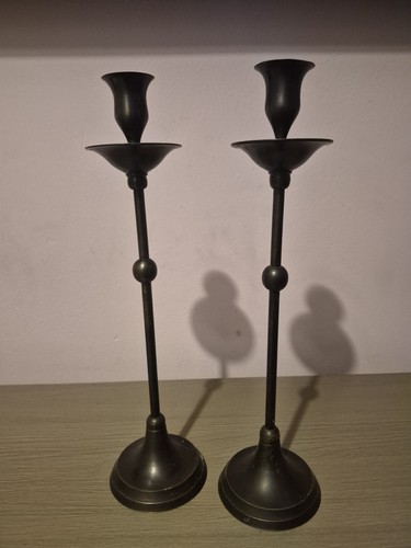 Pair vintage tall brass - tall,